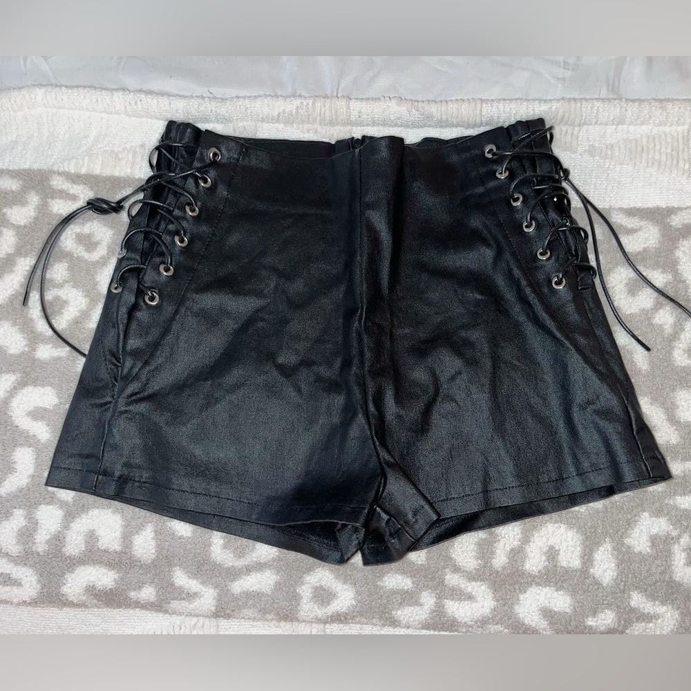 Tie Up Faux Leather shorts